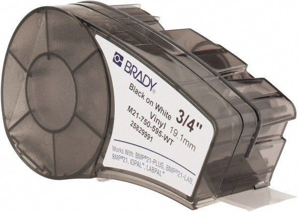 Brady 142797 Label Tape 21', Vinyl, Black & White