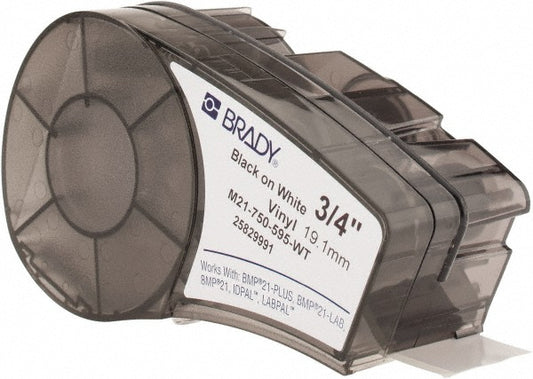Brady 142797 Label Tape 21', Vinyl, Black & White