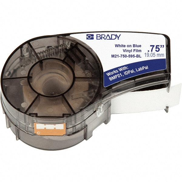 Brady 142794 Label Maker Label White & Blue, Vinyl, 3/4" OAW, 1 Roll