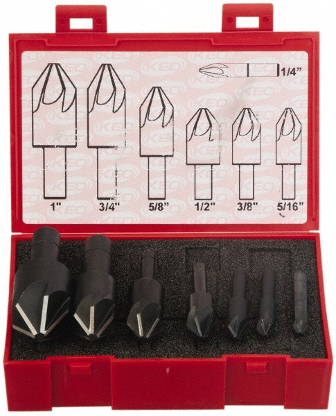 Keo 919-000-040 Countersink Set 7 Pc, 1/4 to 1" Head Dia, 6 Flute