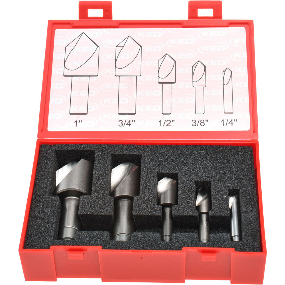 Keo 919-000-046 Countersink Set 5 Pc, 1/4 to 1" Head Dia, 1 Flute