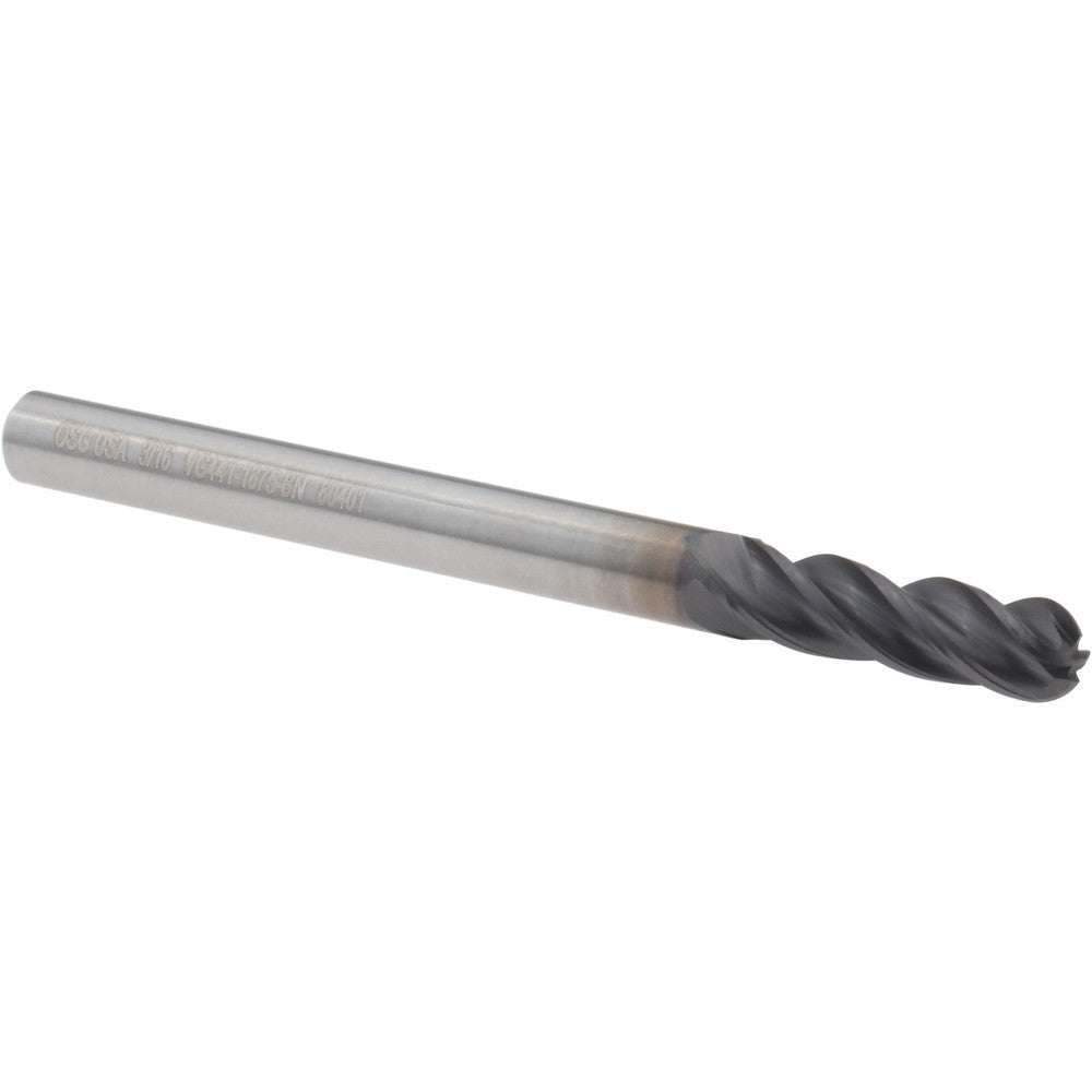 OSG VG441-1875-BN Ball End Mill 3/16" Dia, 5/8" LOC, 4 Flute, Solid Carbide