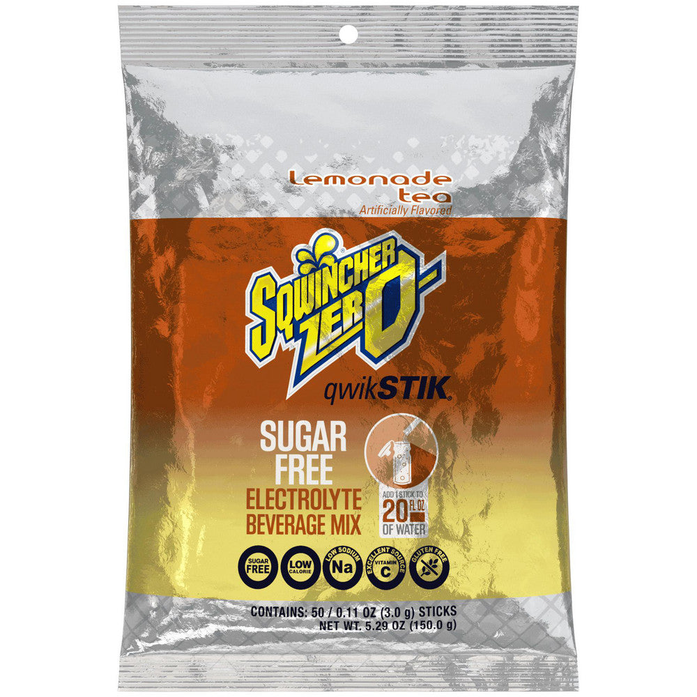 Sqwincher 159060098 Qwik Stik Sports Drink 0.11 oz Packet, Lemonade Tea, Sugar Free, Powder, Yields 20.00 oz
