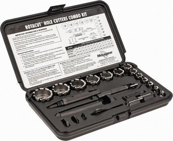 Hougen 11087 19 Piece, 5/16 to 1-1/2" Cutter Diam, High Speed Steel Annular Cutter Set