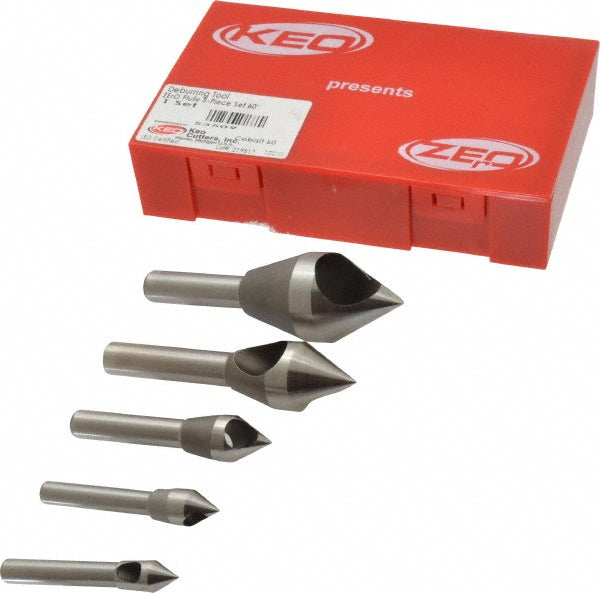 Keo 919-000-200 Countersink Set 5 Pc, 5/16 to 1" Head Dia, 60 &deg Included Angle