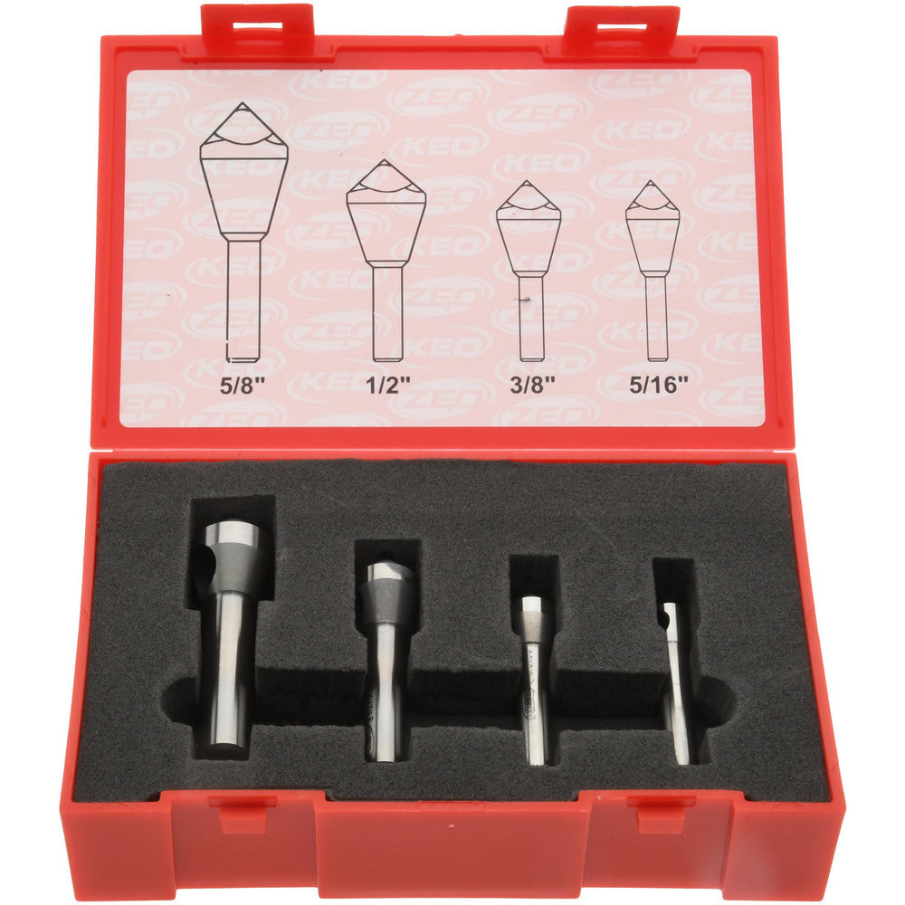 Keo 919-000-233 Countersink Set 4 Pc, 5/16 to 5/8" Head Dia, 90 &deg Included Angle