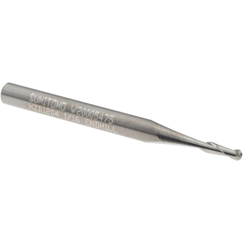 Sumitomo U100173 Ball End Mill 1/16" Dia, 1/4" LOC, 2 Flute, Solid Carbide