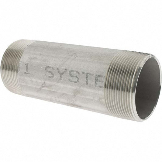 Value Collection 6BN2*6 Stainless Steel Pipe Nipple 2" Pipe, Grade 316 & 316L