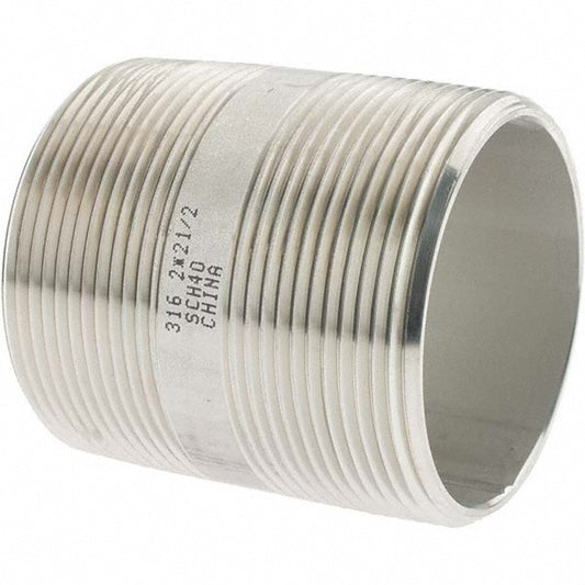 Value Collection 6BN2*21/2 Stainless Steel Pipe Nipple 2" Pipe, Grade 316 & 316L