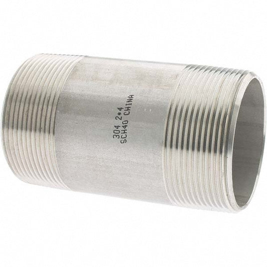 Value Collection 4BN2*4 Stainless Steel Pipe Nipple 2" Pipe, Grade 304 & 304L