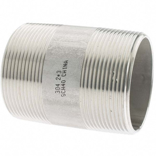 Value Collection 4BN2*3 Stainless Steel Pipe Nipple 2" Pipe, Grade 304 & 304L