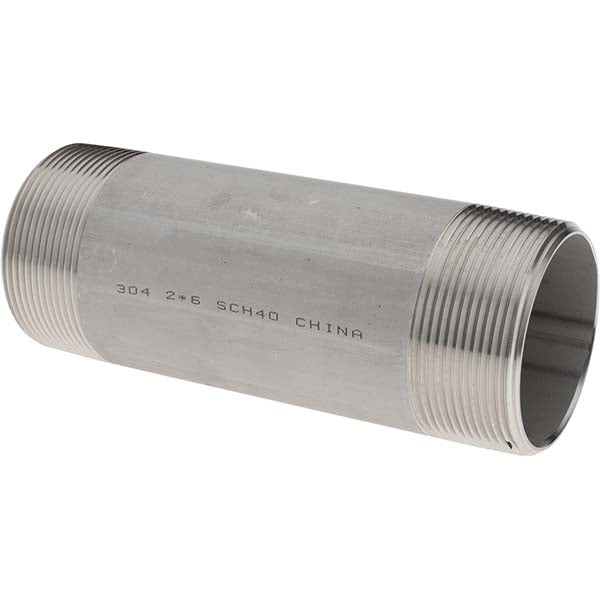 Value Collection 4BN2*6 Stainless Steel Pipe Nipple 2" Pipe, Grade 304 & 304L