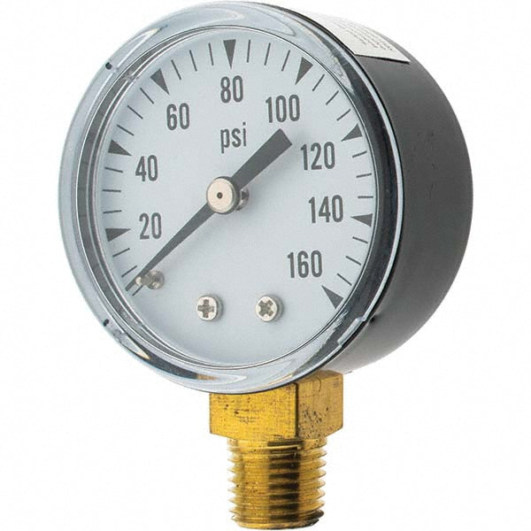 Value Collection 729274 Pressure Gauge 2" Dial, 1/4" Thread, NPT, Lower Mount