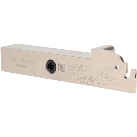 Iscar 2302409 Indexable Grooving-Cutoff Toolholder TGTL19-3JHP, 2.8 to 3.5 mm Groove Width, 22.22 mm Max Depth of Cut, Left Hand