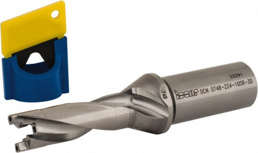 Iscar 3202809 Replaceable-Tip Drill 0.748 to 0.783" Dia, 2.24" Max Depth, 1" Straight-Cylindrical Shank