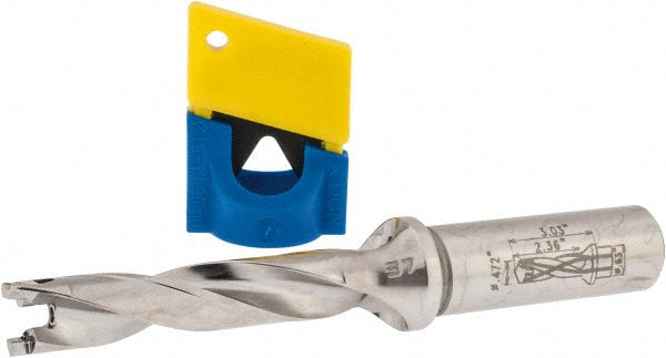 Iscar 3202629 Replaceable-Tip Drill 0.472 to 0.488" Dia, 2.36" Max Depth, 5/8" Straight-Cylindrical Shank