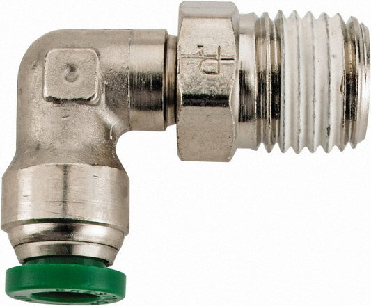 Parker W169PLP-4-4 Push-To-Connect Tube to Male & Tube to Male NPT Tube Fitting 90 &deg Male Elbow, 1/4" Thread, 1/4" OD