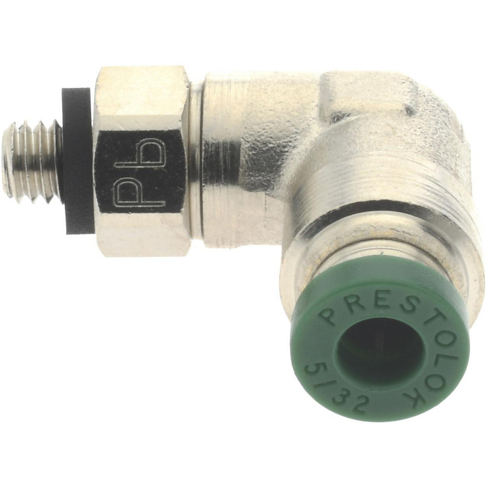 Parker 169PLP-5/32-0 Push-To-Connect Tube to Male & Tube to Male UNF Tube Fitting 90 &deg Swivel Male Elbow, #10-32 Thread, 5/32" OD