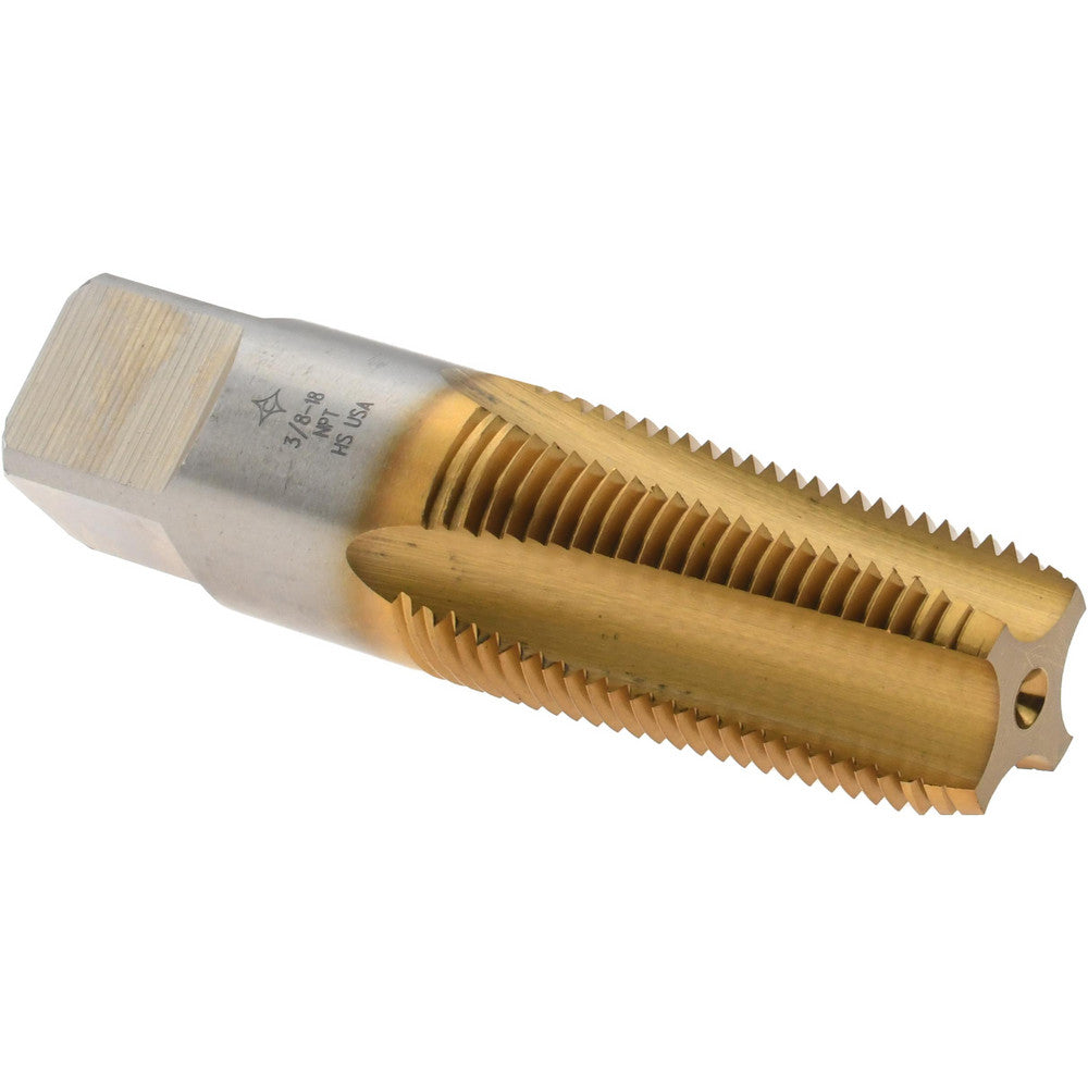 Cleveland C56704 Standard Pipe Tap 3/8-18, NPT, 4 Flutes, High Speed Steel, TiN Finish
