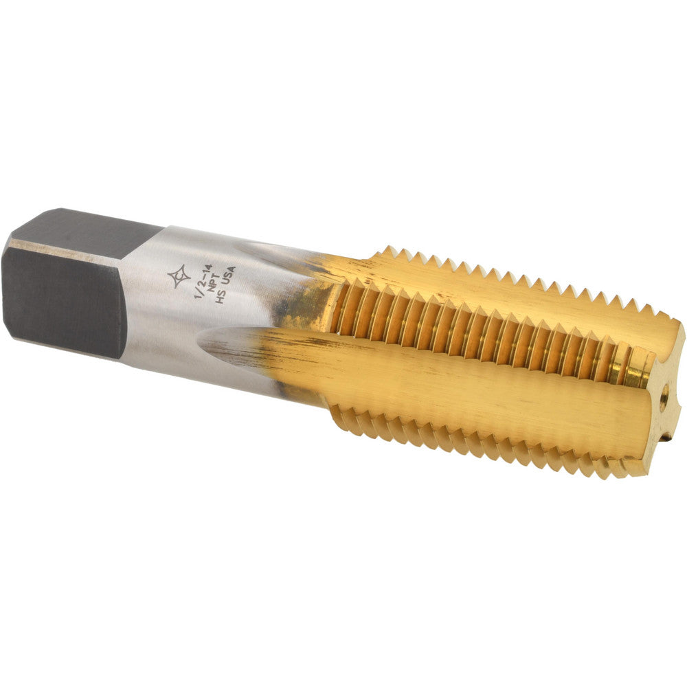 Cleveland C56705 Standard Pipe Tap 1/2-14, NPT, 4 Flutes, High Speed Steel, TiN Finish