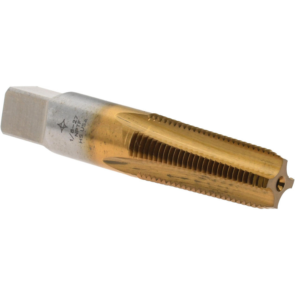Cleveland C56702 Standard Pipe Tap 1/8-27, NPT, 4 Flutes, High Speed Steel, TiN Finish