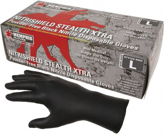 MCR Safety 6062L Disposable Glove Series Nitrishield, Size Large, 6.0 mil, Nitrile, Food Grade, Powder-Free