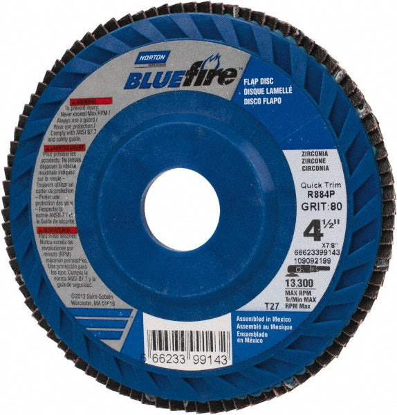 Norton 66623399143 Flap Disc 7/8" Hole, 80 Grit, Zirconia Alumina, Type 27