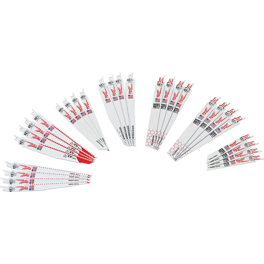 Milwaukee Tool 49-22-1132 32 Piece, 6" to 9" Long x 0.04" to 0.05" Thick, Bi-Metal Reciprocating Saw Blade Set