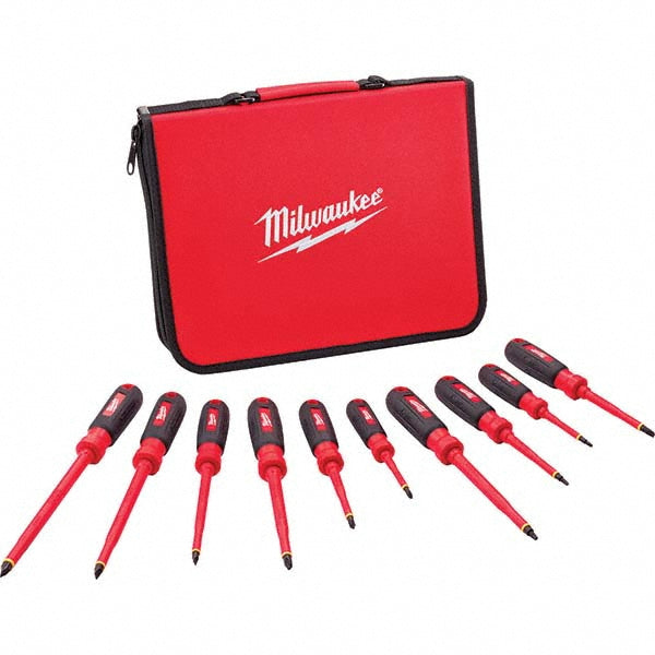 Milwaukee Tool 48-22-2210 Screwdriver Set 10 Pc, Insulated Slotted, Phillips & Square
