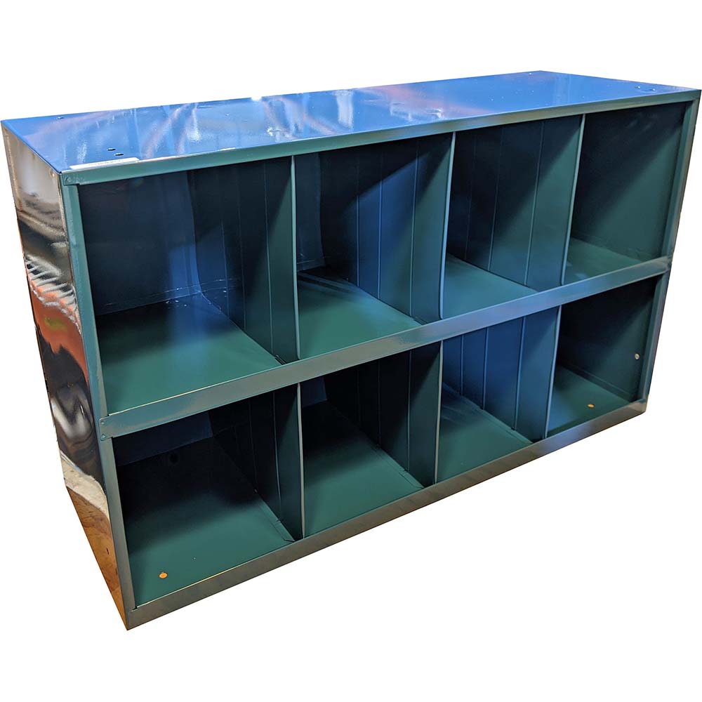 Durham 334-04-CLASSC Bin Shelving Bin Shelving Type Bin Shelving Unit with Openings  Bin Material Steel  Bin Size (WxDxH) 35-1/4 x 12-1/2 x 21  Number Of Bins 8  