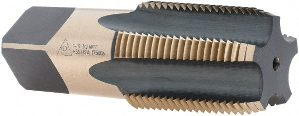 Morse Cutting Tool - Berkshire BDNA-20655 Standard Pipe Tap 1 - 11-1/2, NPT, 5 Flutes, High Speed Steel, Oxide & Gold Finish
