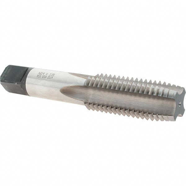 Norseman Drill & Tool 19771 Straight Flute Tap M24x3 Metric Coarse, 4 Flute, Plug Chamfer, High-Speed Steel, Bright/Uncoated Finish