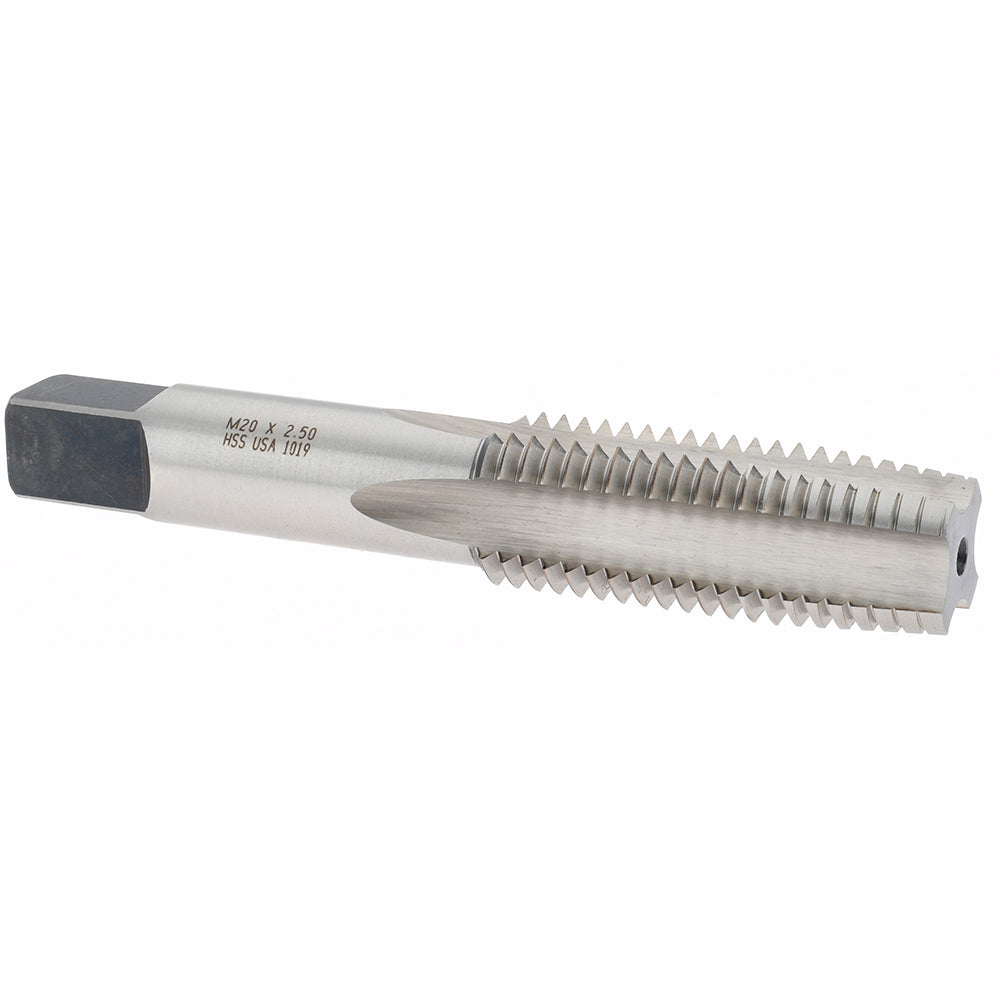 Norseman Drill & Tool 19761 Straight Flute Tap M20x2.5 Metric Coarse, 4 Flute, Taper Chamfer, High-Speed Steel, Bright/Uncoated Finish