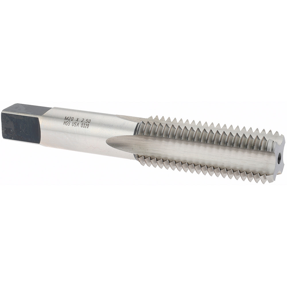 Norseman Drill & Tool 19741 Straight Flute Tap M20x2.5 Metric Coarse, 4 Flute, Bottoming Chamfer, High-Speed Steel, Bright/Uncoated Finish