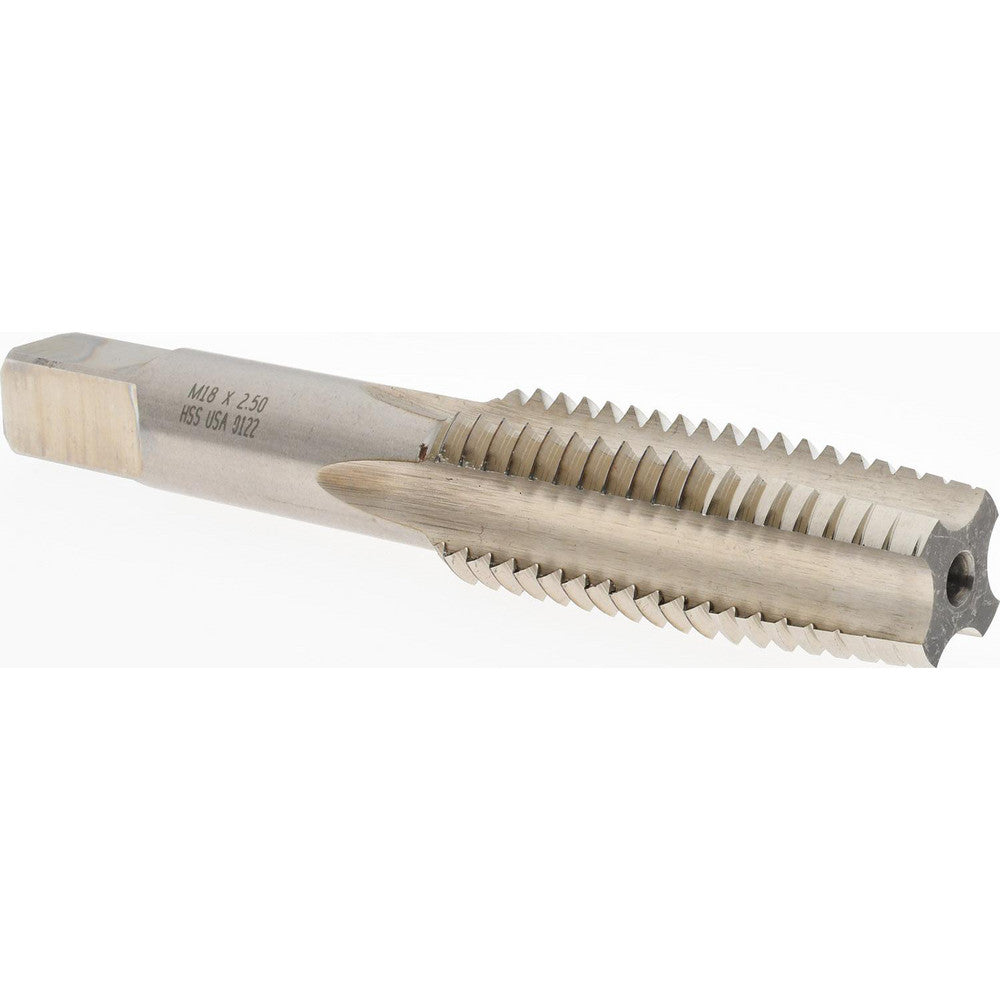 Norseman Drill & Tool 19701 Straight Flute Tap M18x2.5 Metric Coarse, 4 Flute, Taper Chamfer, High-Speed Steel, Bright/Uncoated Finish