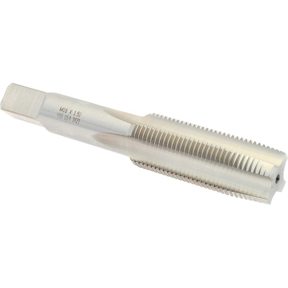 Norseman Drill & Tool 19671 Straight Flute Tap M18x1.5 Metric Fine, 4 Flute, Taper Chamfer, High-Speed Steel, Bright/Uncoated Finish
