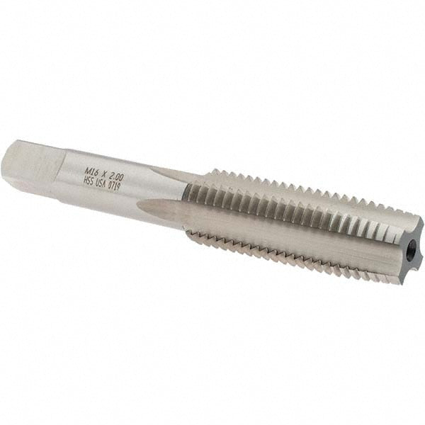 Norseman Drill & Tool 19641 Straight Flute Tap M16x2 Metric Coarse, 4 Flute, Taper Chamfer, High-Speed Steel, Bright/Uncoated Finish