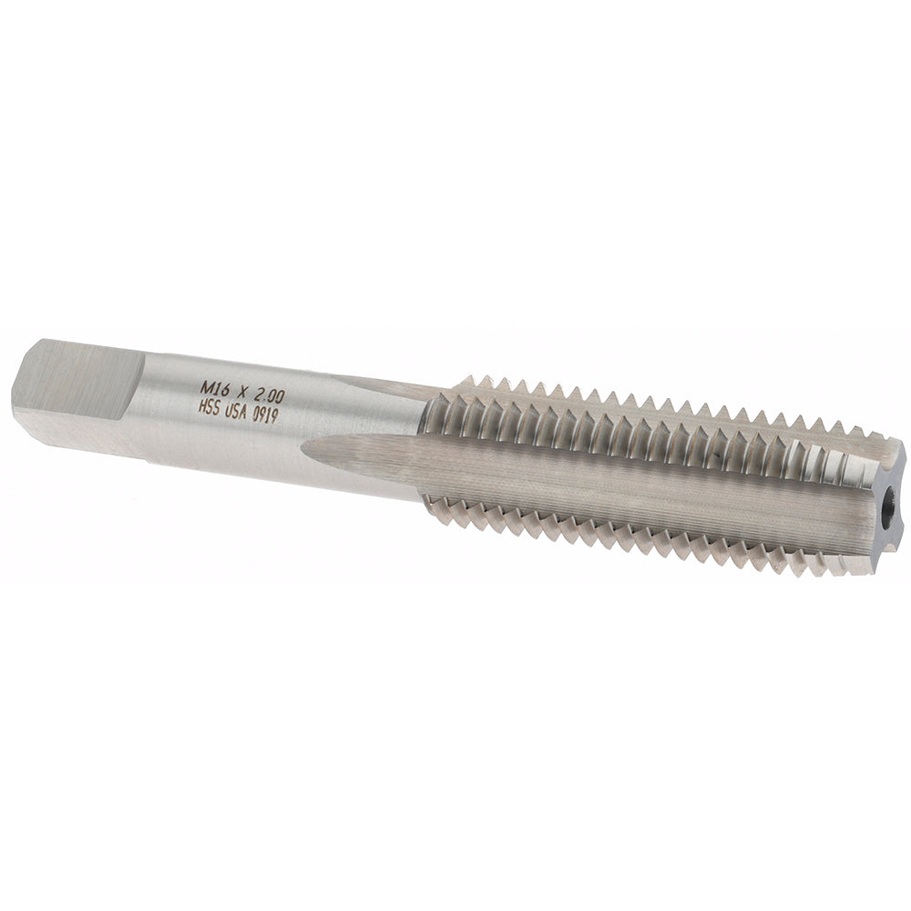Norseman Drill & Tool 19631 Straight Flute Tap M16x2 Metric Coarse, 4 Flute, Plug Chamfer, High-Speed Steel, Bright/Uncoated Finish