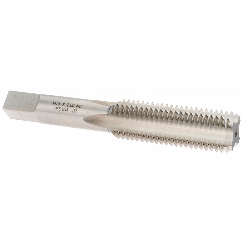 Norseman Drill & Tool 19621 Straight Flute Tap M16x2 Metric Coarse, 4 Flute, Bottoming Chamfer, High-Speed Steel, Bright/Uncoated Finish