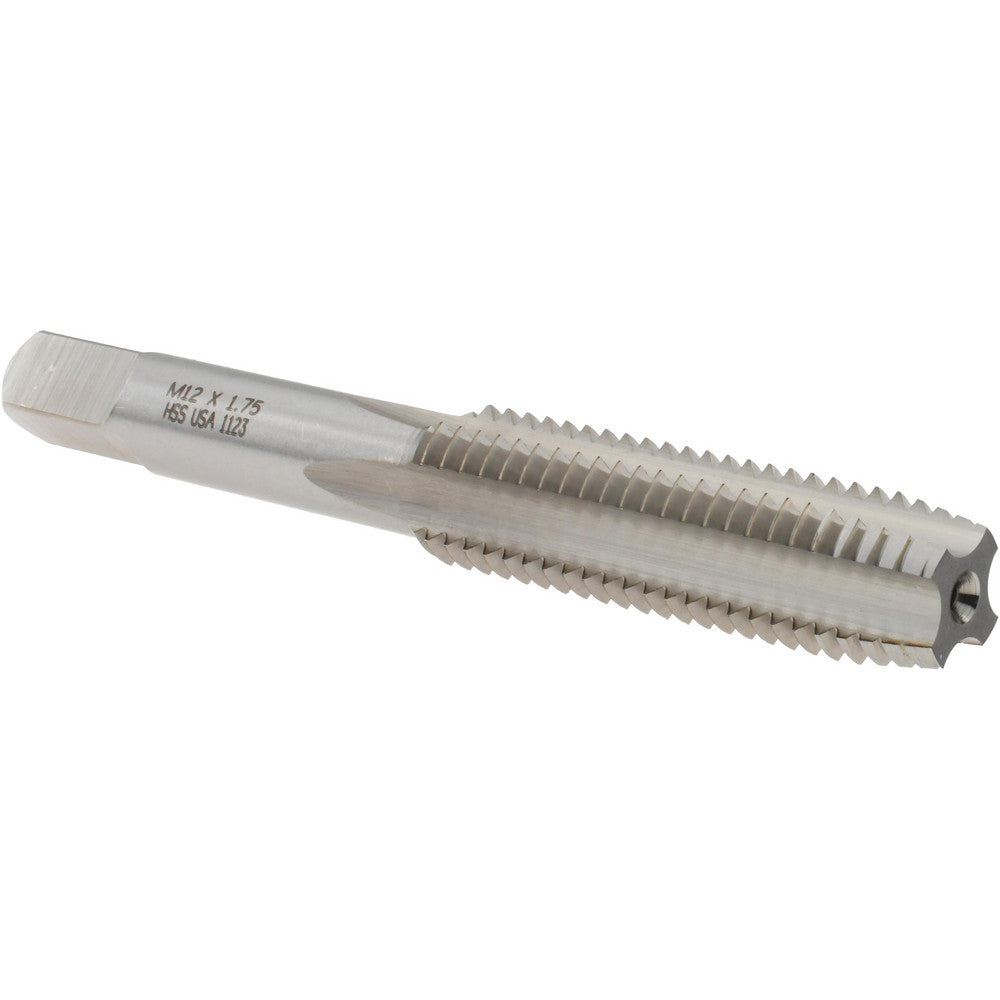 Norseman Drill & Tool 19511 Straight Flute Tap M12x1.75 Metric Coarse, 4 Flute, Plug Chamfer, High-Speed Steel, Bright/Uncoated Finish