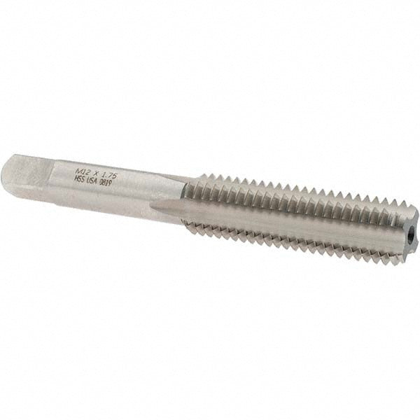 Norseman Drill & Tool 19501 Straight Flute Tap M12x1.75 Metric Coarse, 4 Flute, Bottoming Chamfer, High-Speed Steel, Bright/Uncoated Finish