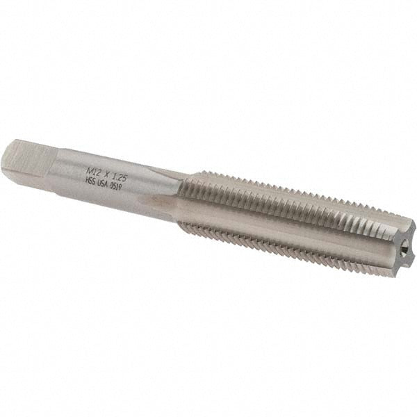 Norseman Drill & Tool 19491 Straight Flute Tap M12x1.25 Metric Fine, 4 Flute, Taper Chamfer, High-Speed Steel, Bright/Uncoated Finish