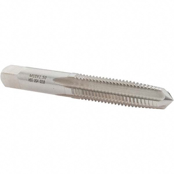 Norseman Drill & Tool 19461 Straight Flute Tap M10x1.5 Metric Coarse, 4 Flute, Taper Chamfer, High-Speed Steel, Bright/Uncoated Finish