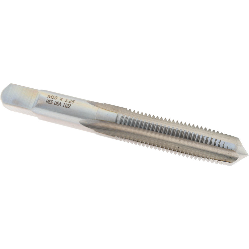 Norseman Drill & Tool 19431 Straight Flute Tap M10x1.25 Metric Fine, 4 Flute, Taper Chamfer, High-Speed Steel, Bright/Uncoated Finish