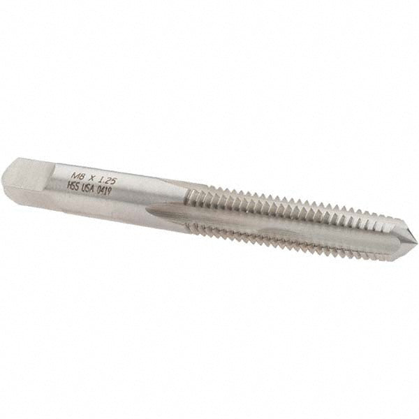 Norseman Drill & Tool 19401 Straight Flute Tap M8x1.25 Metric Coarse, 4 Flute, Taper Chamfer, High-Speed Steel, Bright/Uncoated Finish