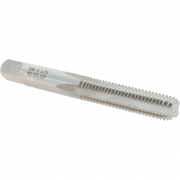 Norseman Drill & Tool 19381 Straight Flute Tap M8x1.25 Metric Coarse, 4 Flute, Bottoming Chamfer, High-Speed Steel, Bright/Uncoated Finish