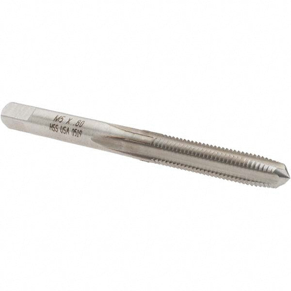 Norseman Drill & Tool 19281 Straight Flute Tap M5x0.8 Metric Coarse, 4 Flute, Taper Chamfer, High-Speed Steel, Bright/Uncoated Finish