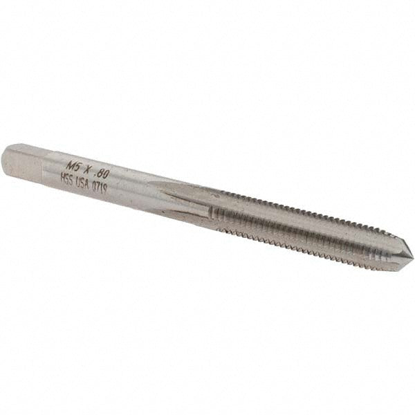 Norseman Drill & Tool 19271 Straight Flute Tap M5x0.8 Metric Coarse, 4 Flute, Plug Chamfer, High-Speed Steel, Bright/Uncoated Finish