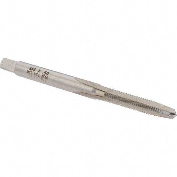 Norseman Drill & Tool 19221 Straight Flute Tap M3x0.5 Metric Coarse, 3 Flute, Taper Chamfer, High-Speed Steel, Bright/Uncoated Finish