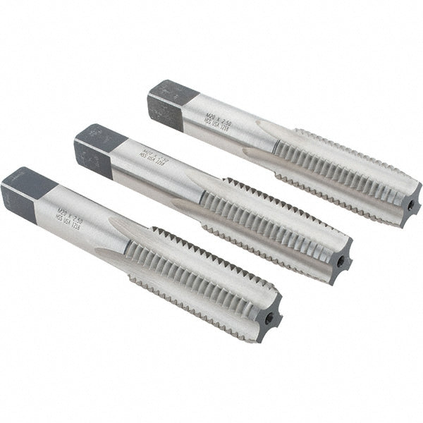 Norseman Drill & Tool 19181 Tap Set M20 x 2.5 Metric Coarse, 4 Flute, Bottoming Plug & Taper, High Speed Steel, Bright Finish